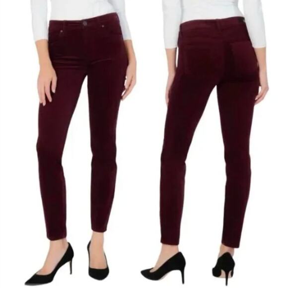 KUT From The Kloth Women's Diana Corduroy Skinny Pant Wine Size 10P - Picture 1 of 12